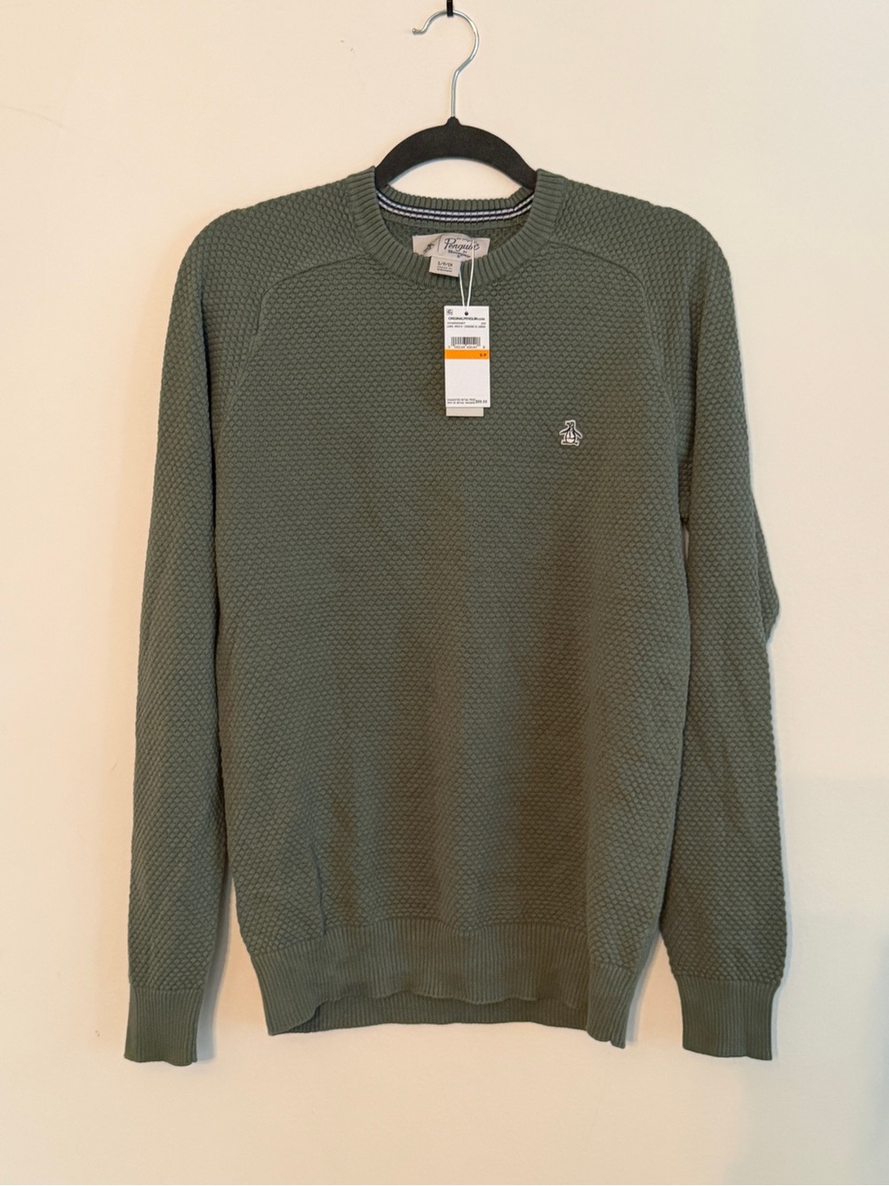 Original Penguin Men's Green Ripple Knit Crewneck Sweater - Size Small NWT